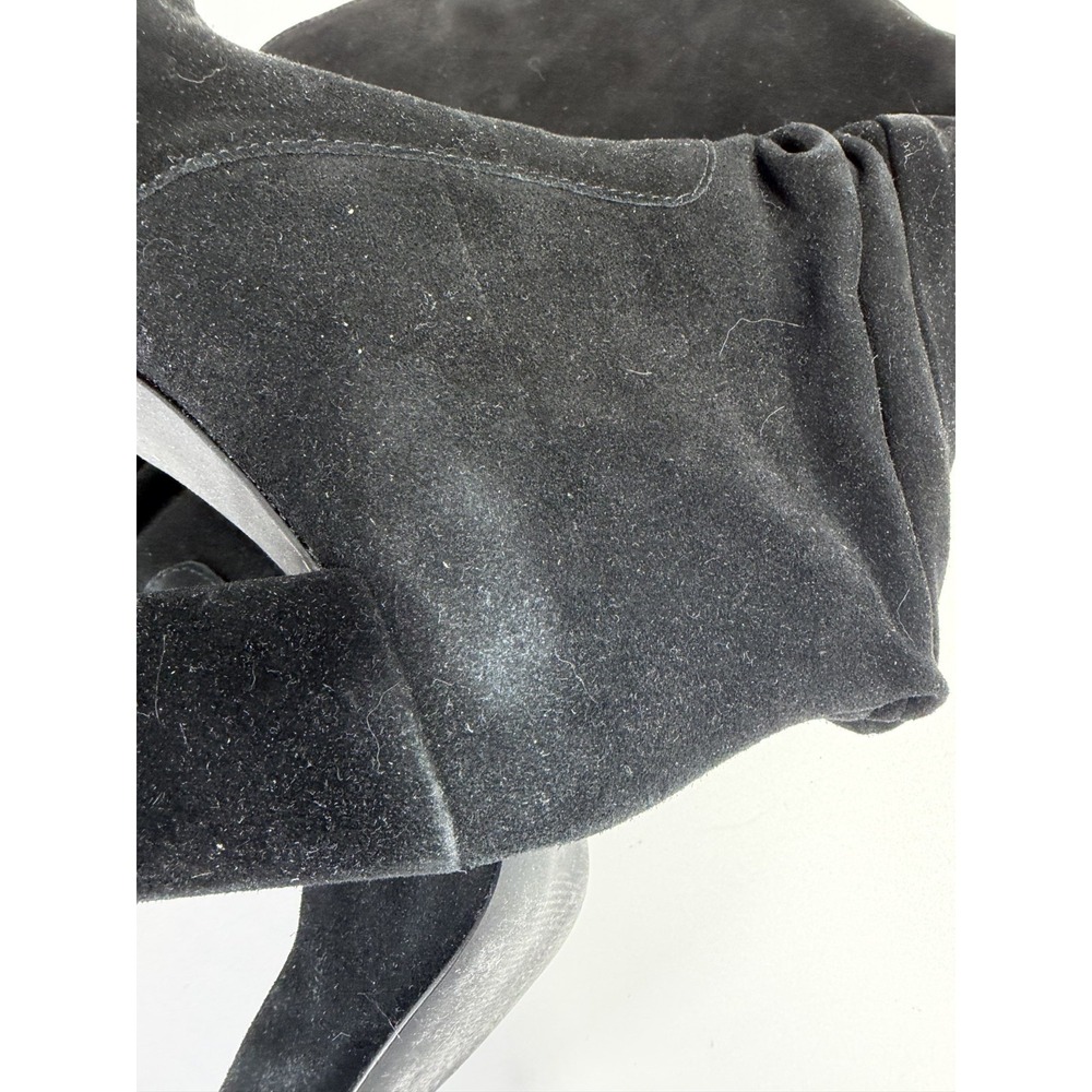 Steve Madden 7M Black Suede Leather Knee High Boots Block Heel Slouchy Moto - Picture 8 of 9